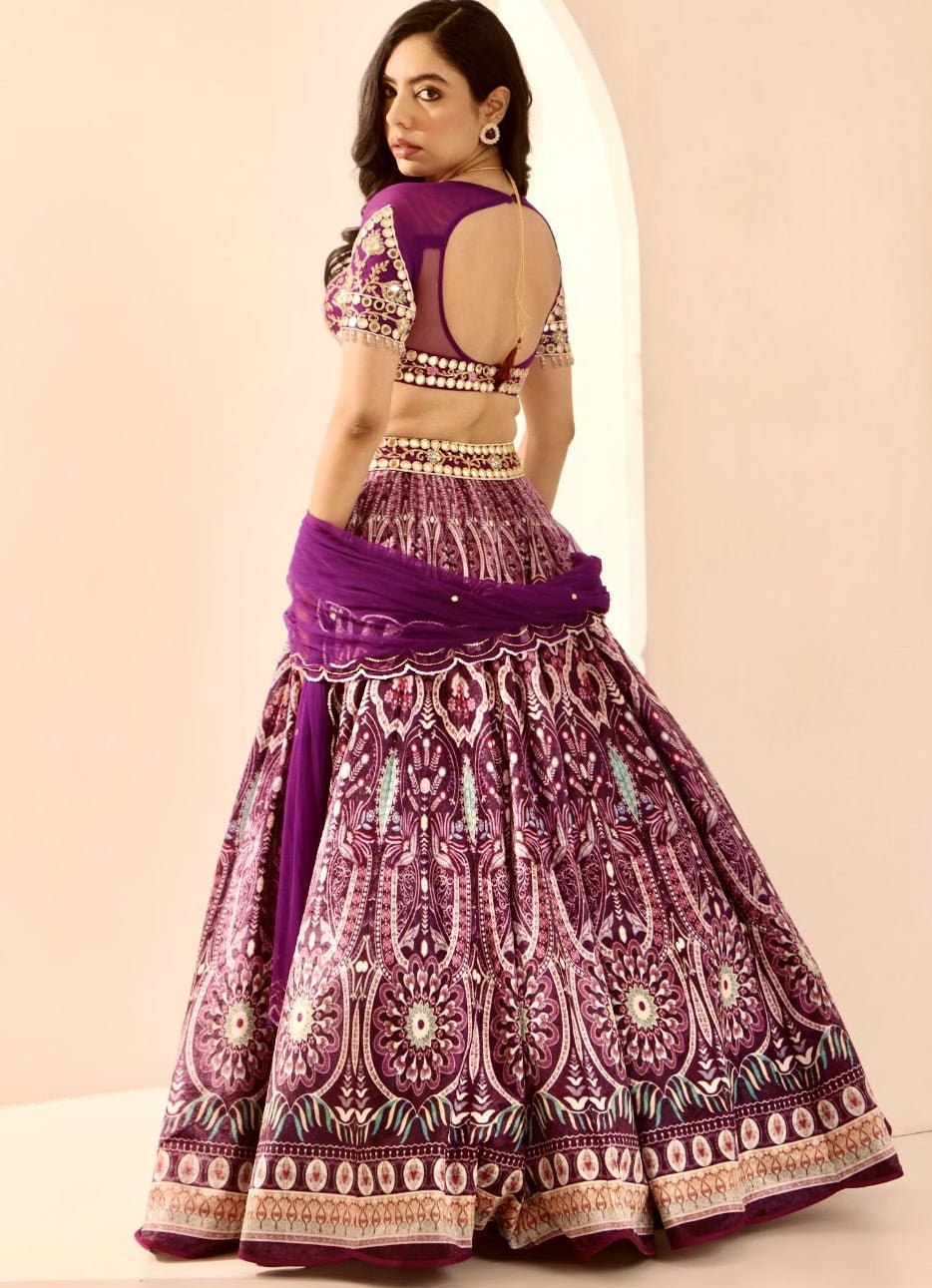 Purple Embroidered Velvet Lehenga Set - Ready to Ship Rashika Sharma - Fabilicious Fashion