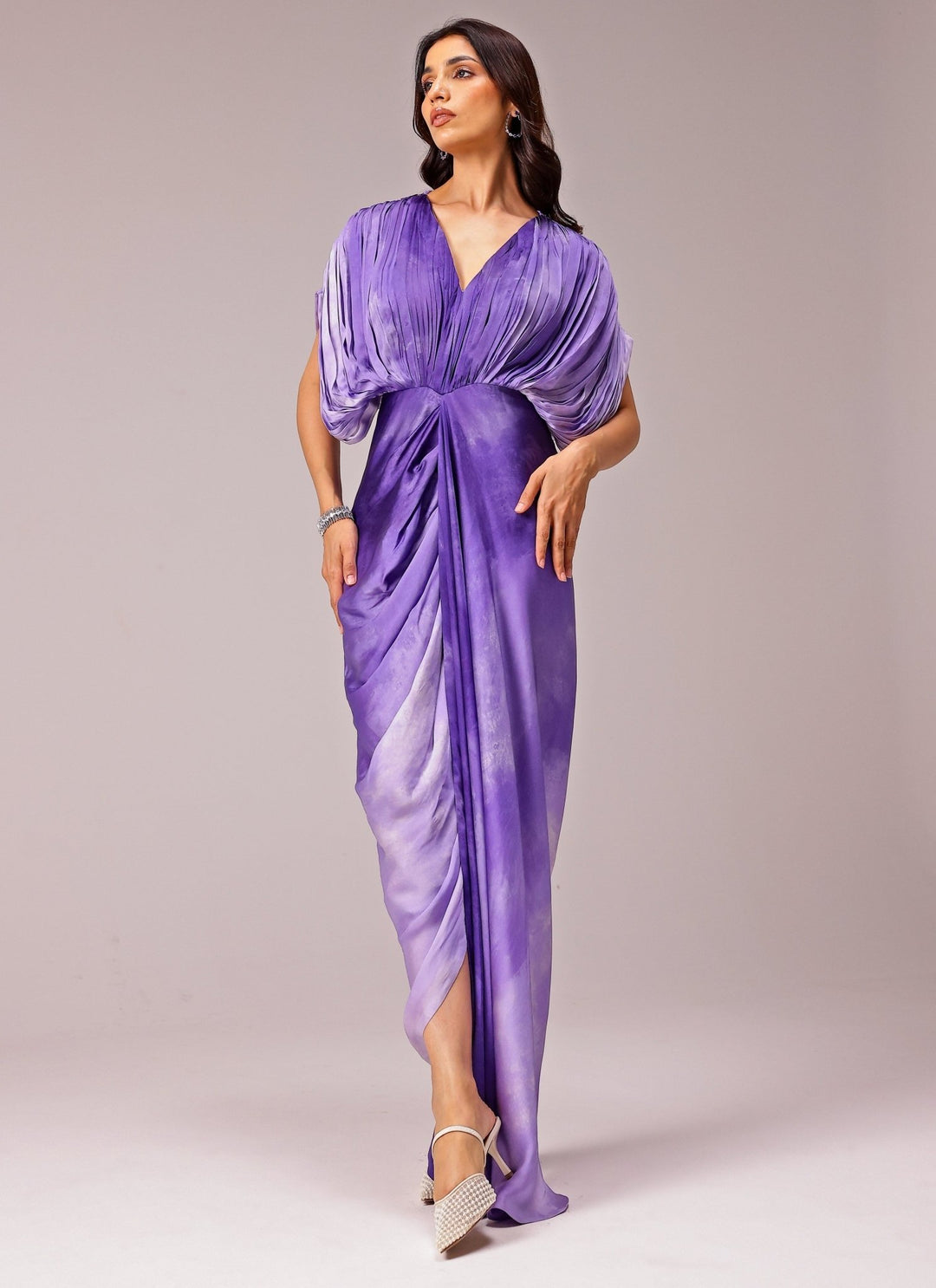 Studio Surbhi Purple Georgette Satin Ombre Kaftan GownFabilicious Fashion