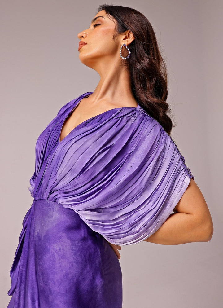 Studio Surbhi Purple Georgette Satin Ombre Kaftan GownFabilicious Fashion