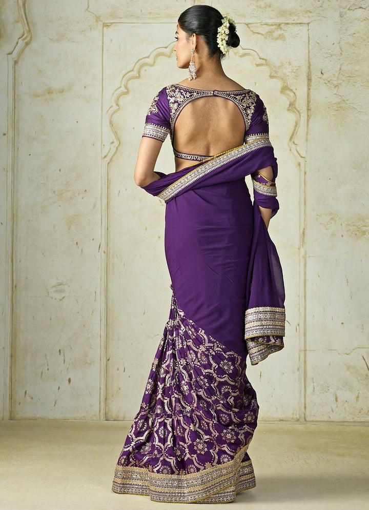 Gopi Vaid Purple Georgette Tussar Saree SetFabilicious Fashion