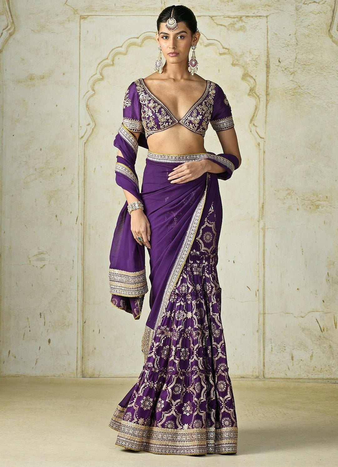Gopi Vaid Purple Georgette Tussar Saree SetFabilicious Fashion