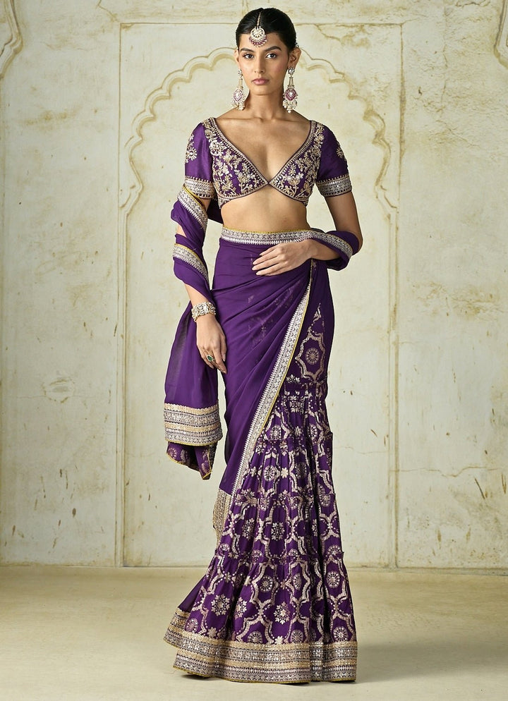 Gopi Vaid Purple Georgette Tussar Saree SetFabilicious Fashion