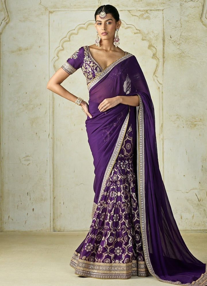 Gopi Vaid Purple Georgette Tussar Saree SetFabilicious Fashion