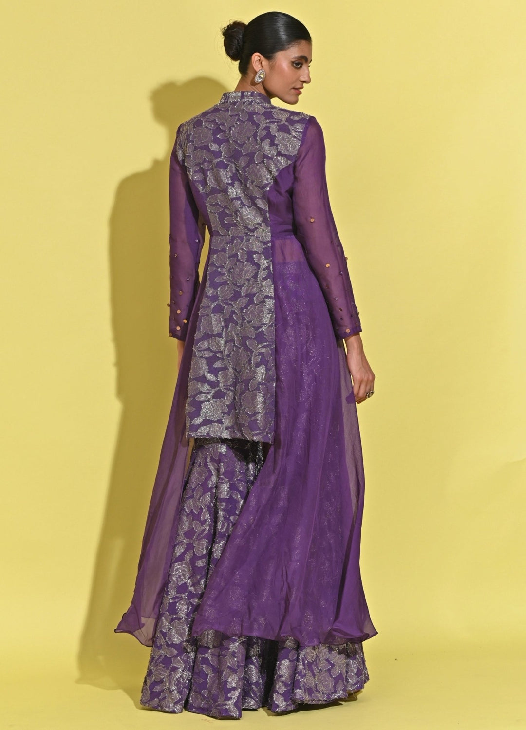 Rishi And Vibhuti Purple Jacquard Kurta Sharara SetFabilicious Fashion