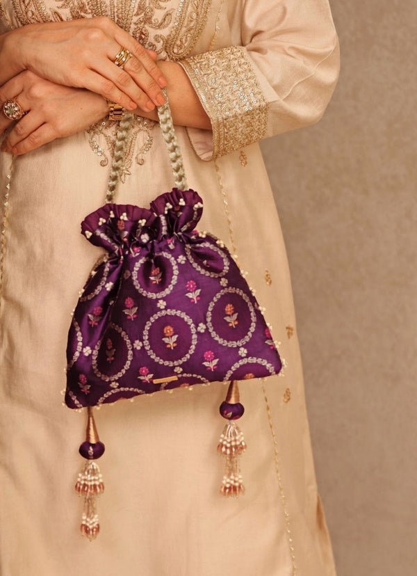 Purple Jamal Silk Potli