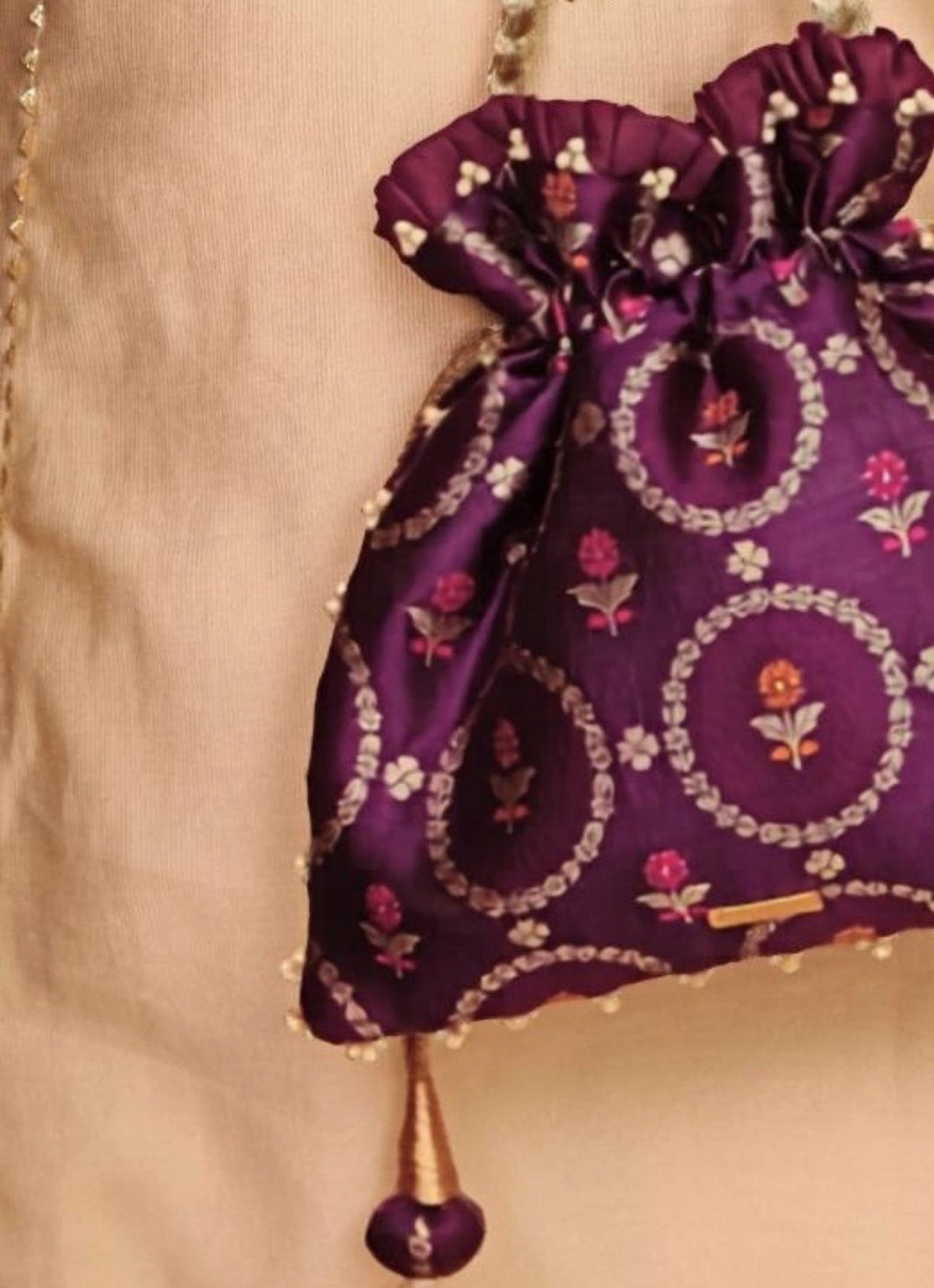 Purple Jamal Silk Potli Amyra - Fabilicious Fashion