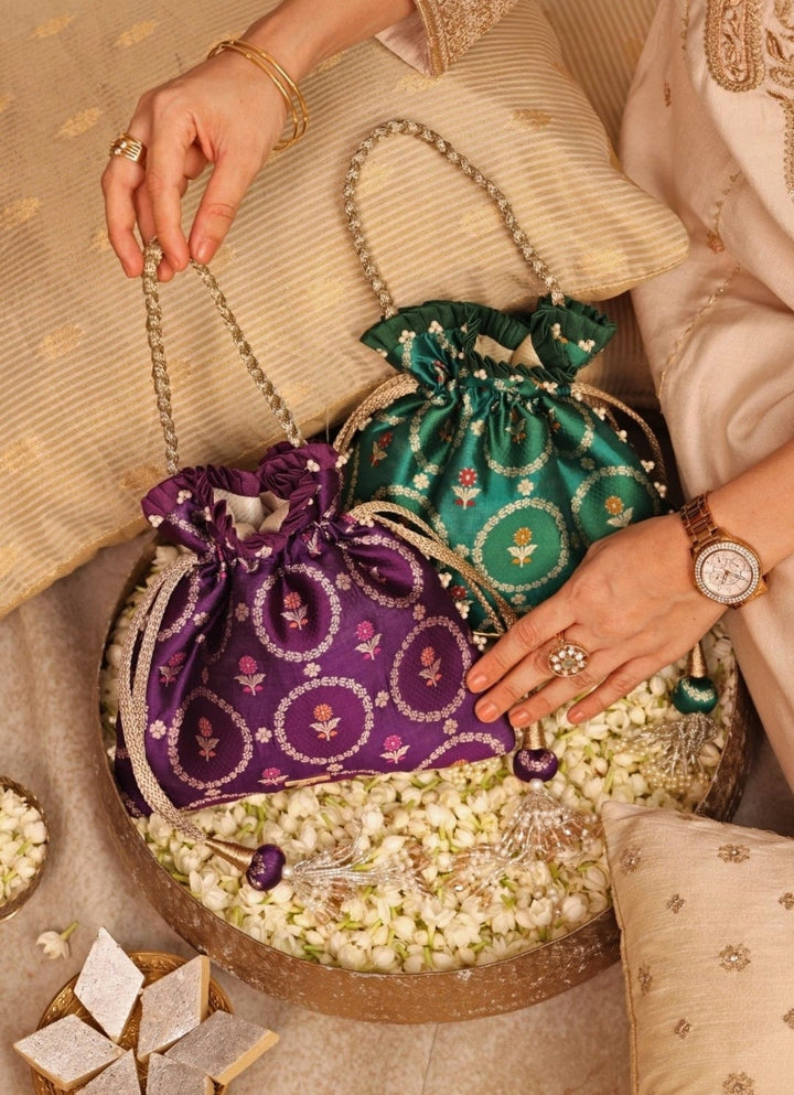Purple Jamal Silk Potli Amyra - Fabilicious Fashion