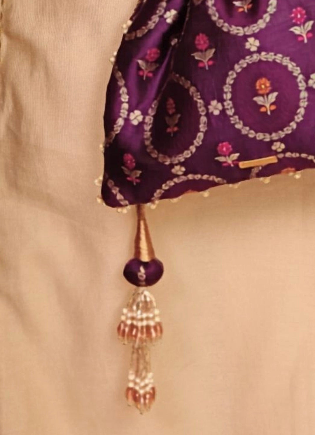 Purple Jamal Silk Potli Amyra - Fabilicious Fashion