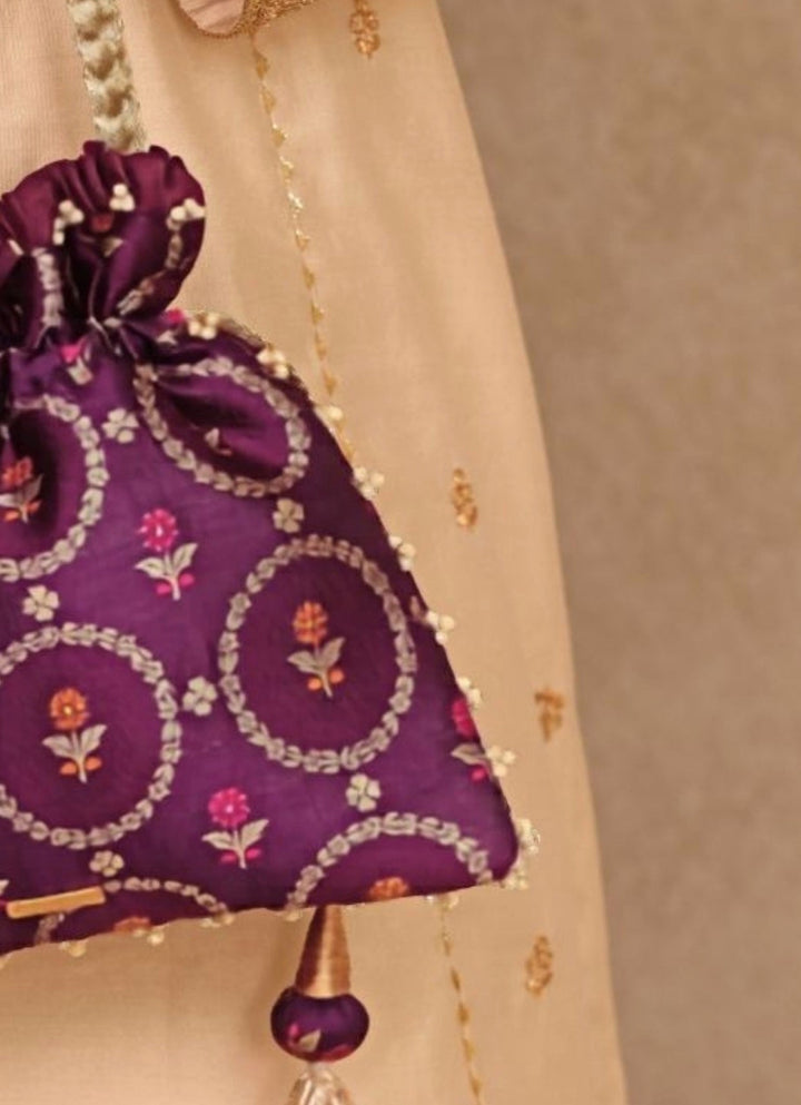 Purple Jamal Silk Potli Amyra - Fabilicious Fashion