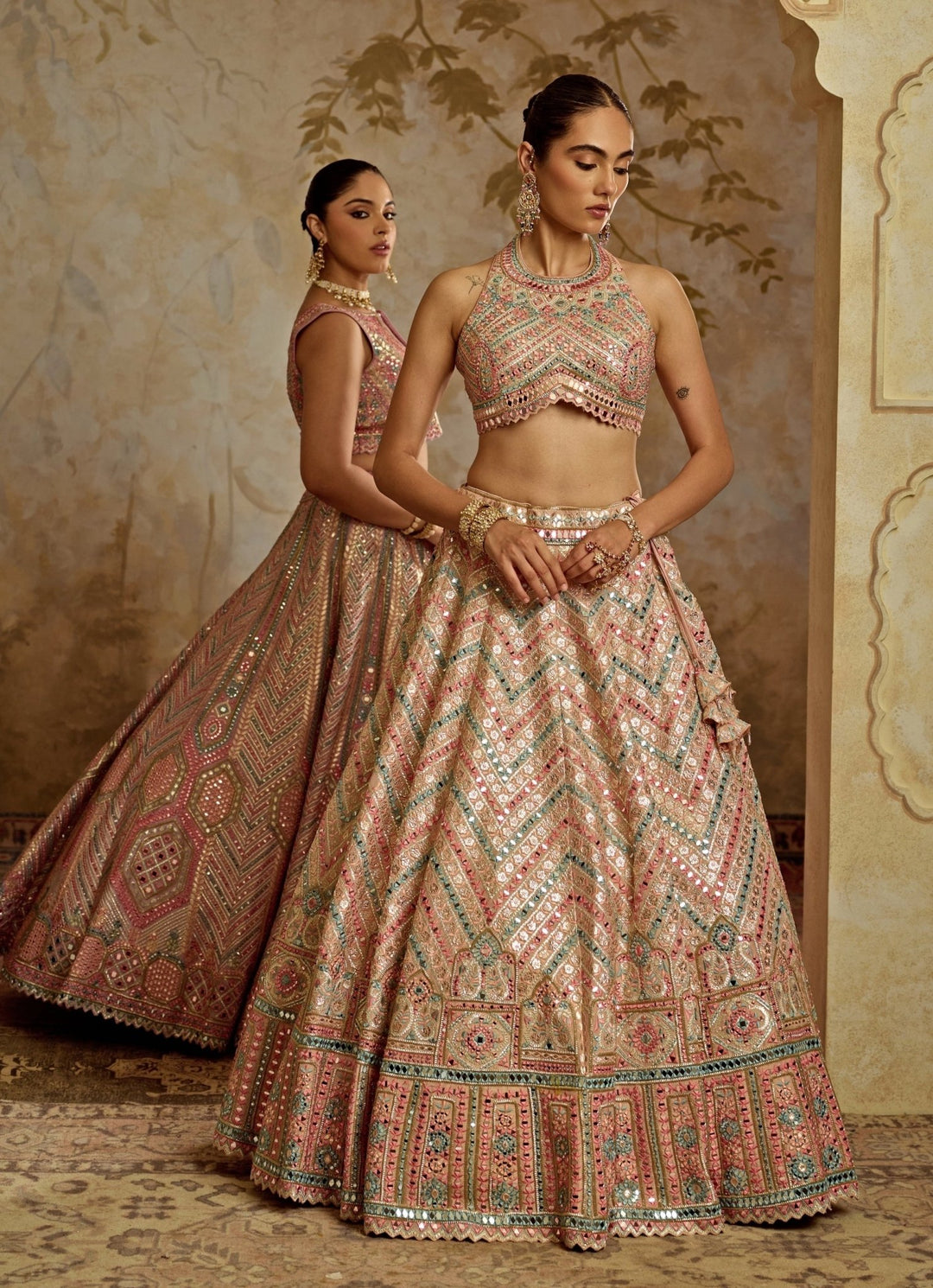 Purple Mirror Embroidered Silk Lehenga Suhino - Fabilicious Fashion