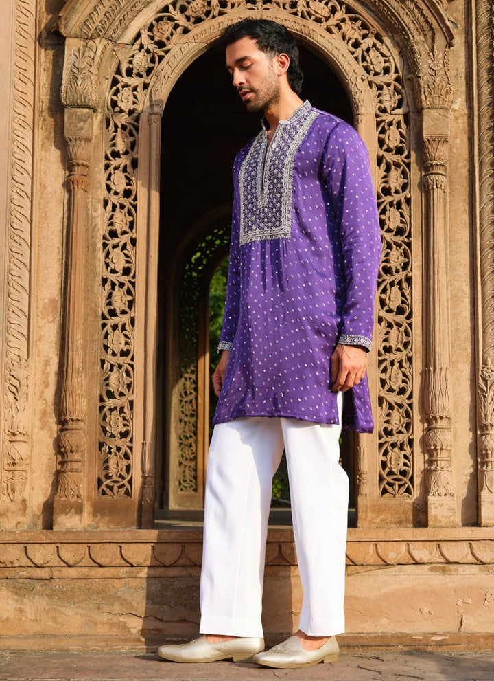 Darzi House Purple Modal Satin Kurta Set with DupattaFabilicious Fashion