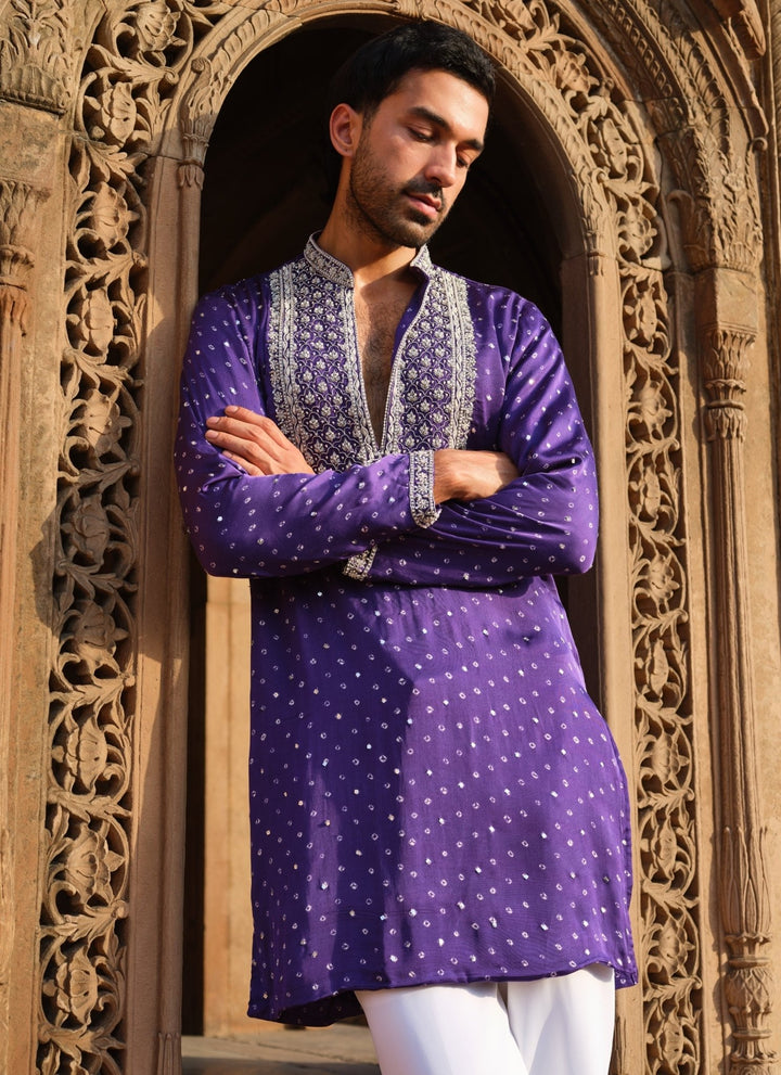 Darzi House Purple Modal Satin Kurta Set with DupattaFabilicious Fashion
