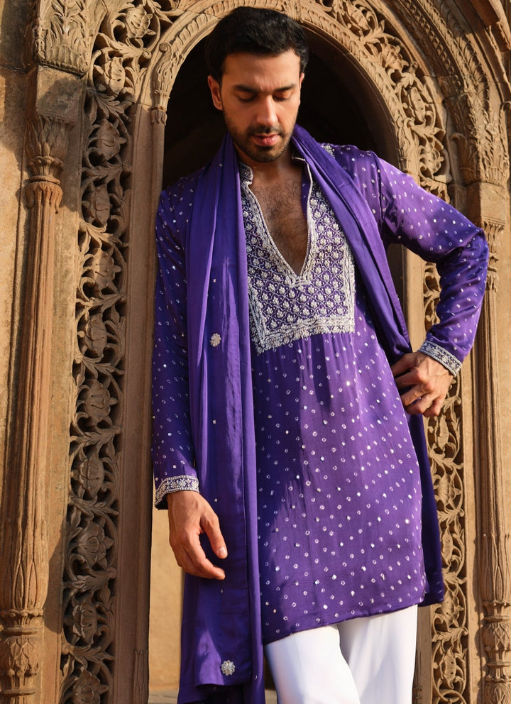 Darzi House Purple Modal Satin Kurta Set with DupattaFabilicious Fashion