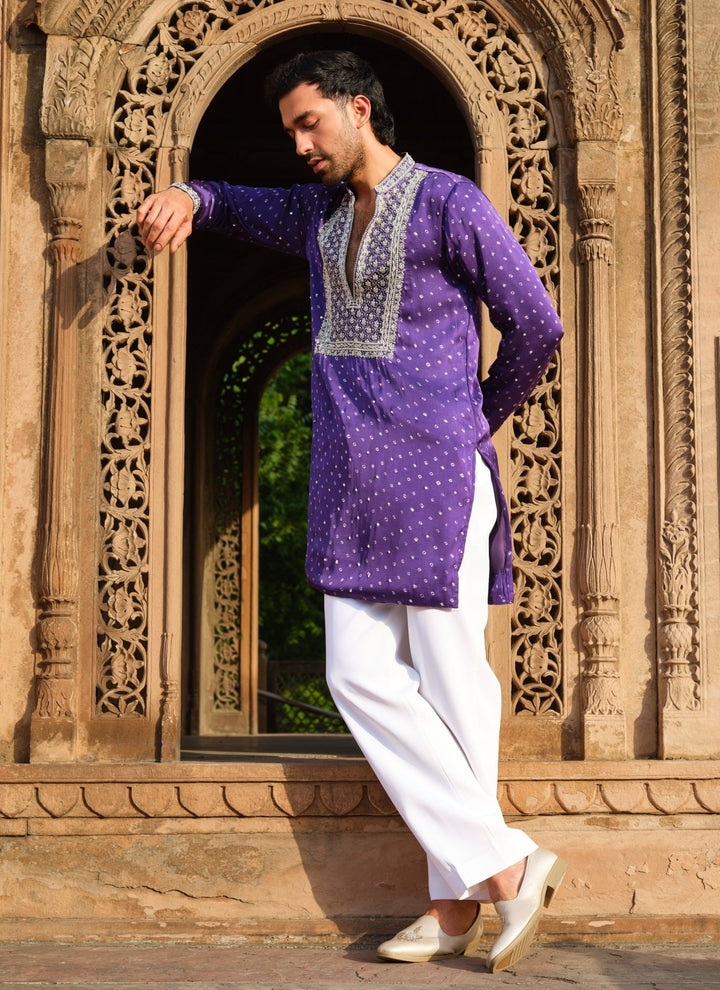 Darzi House Purple Modal Satin Kurta Set with DupattaFabilicious Fashion