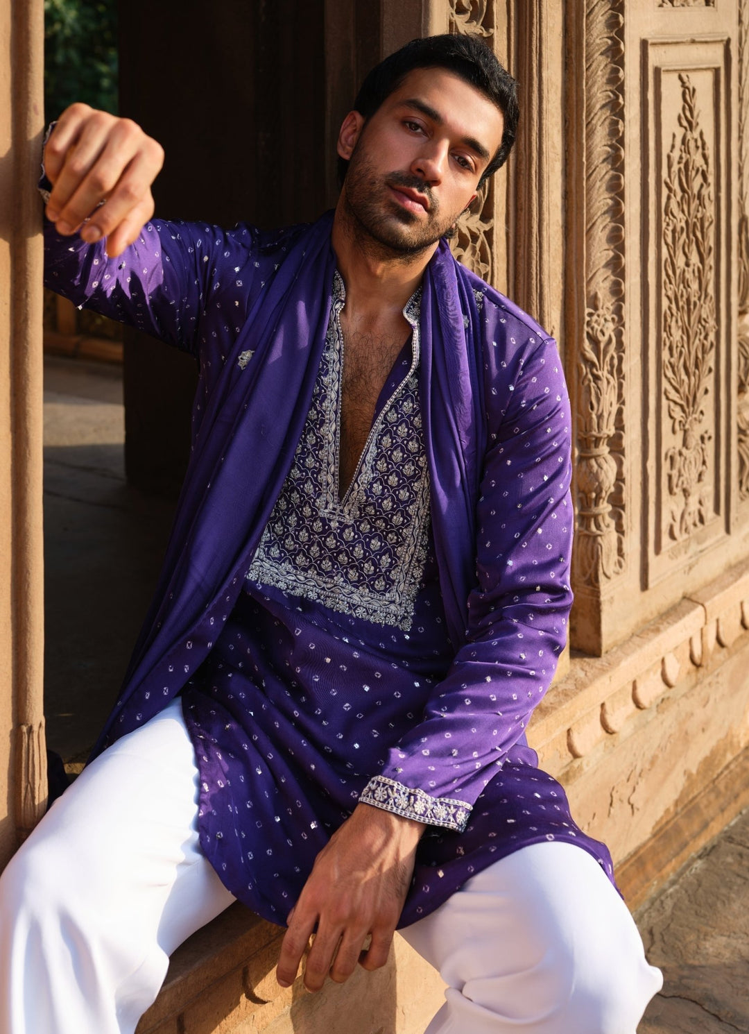 Darzi House Purple Modal Satin Kurta Set with DupattaFabilicious Fashion