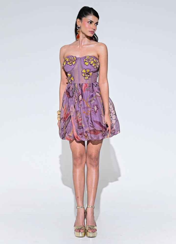 Purple Organza Corset Balloon Dress Juhi Bengani - Fabilicious Fashion