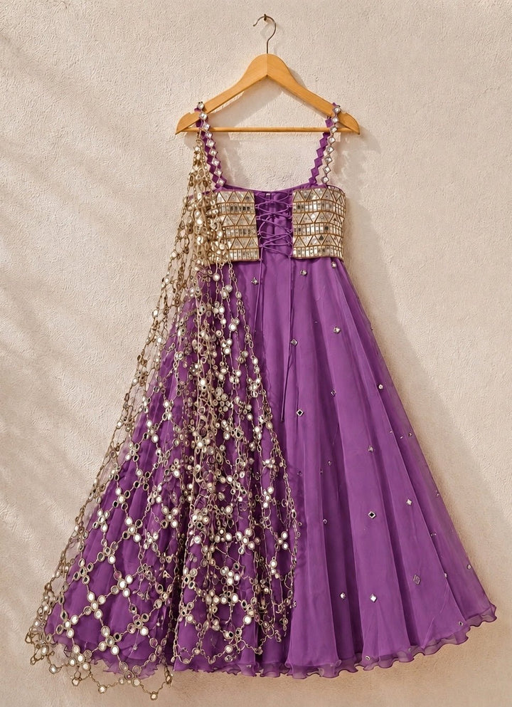 Anisha Shetty Purple Organza Lehenga Set with Corset BlouseFabilicious Fashion