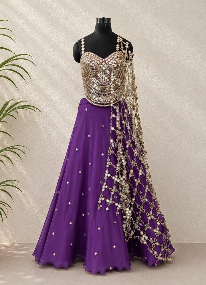 Anisha Shetty Purple Organza Lehenga Set with Corset BlouseFabilicious Fashion