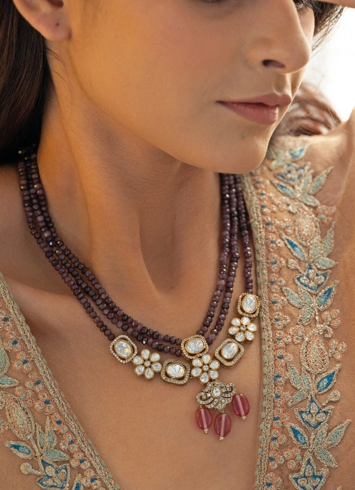 Do Taara Purple Polki NecklaceFabilicious Fashion