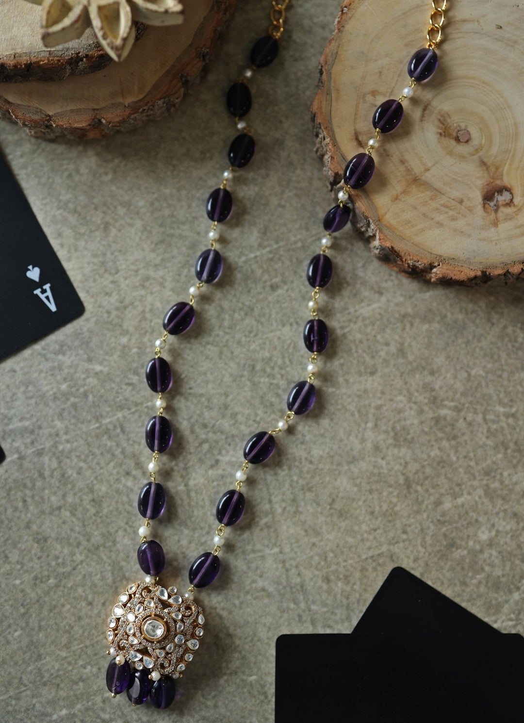 Do Taara Purple Polki NecklaceFabilicious Fashion