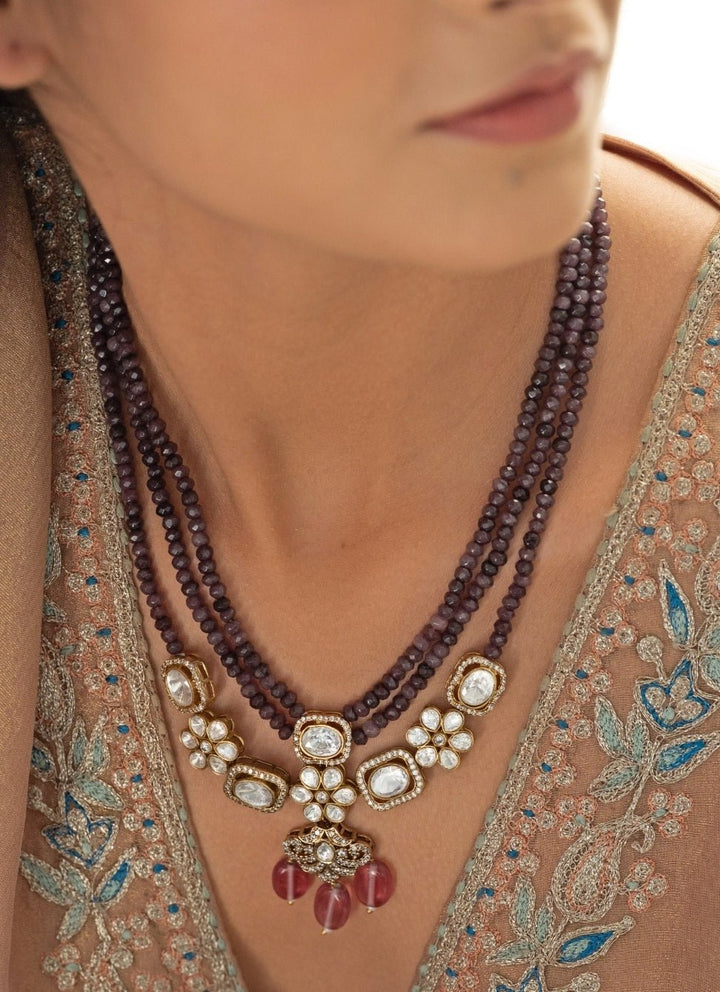 Do Taara Purple Polki NecklaceFabilicious Fashion