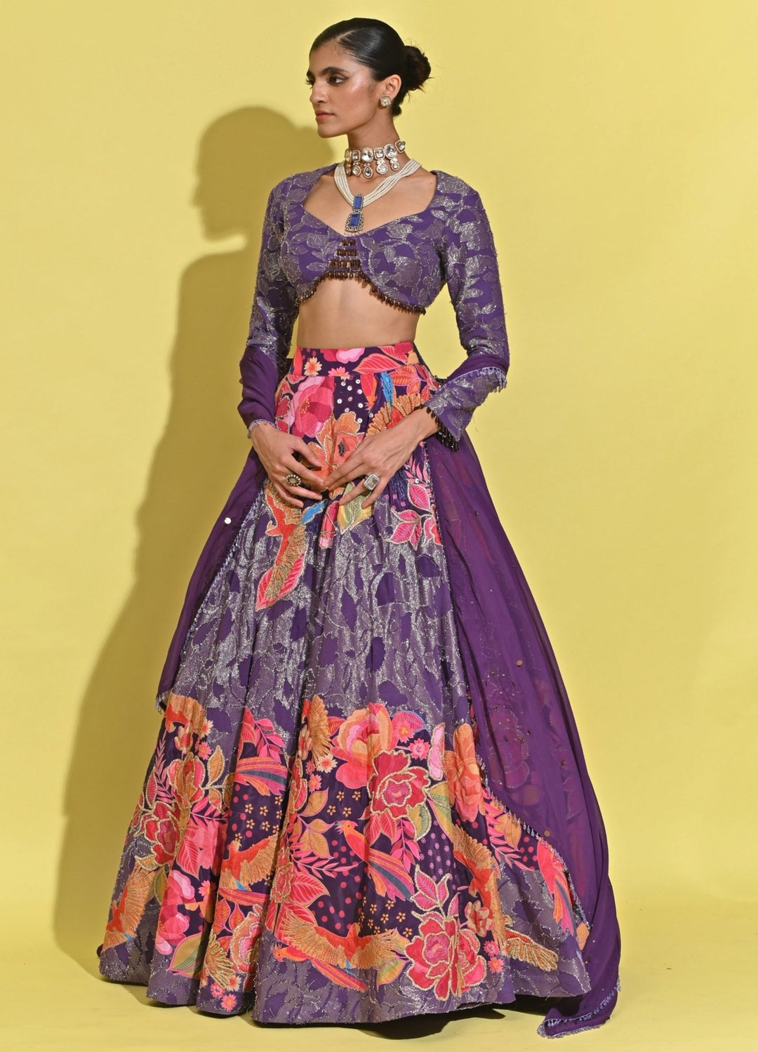Rishi And Vibhuti Purple Printed Georgette Lehenga SetFabilicious Fashion