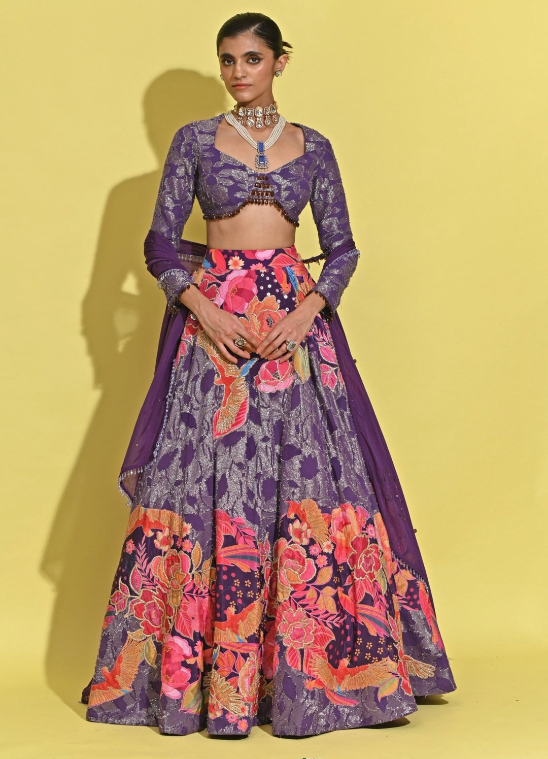 Rishi And Vibhuti Purple Printed Georgette Lehenga SetFabilicious Fashion