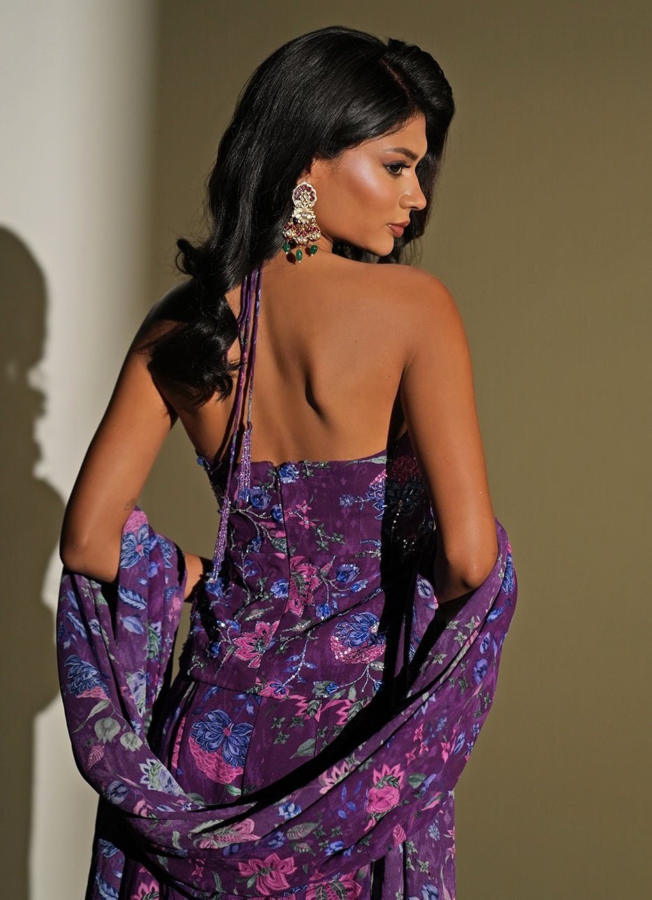 Kiyohra Purple Printed Georgette Pants SetFabilicious Fashion