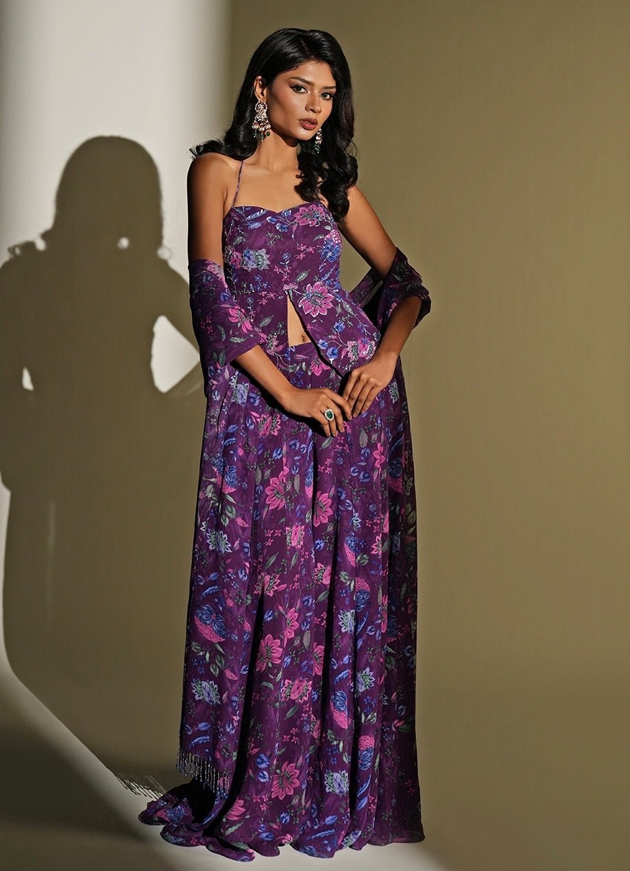 Kiyohra Purple Printed Georgette Pants SetFabilicious Fashion