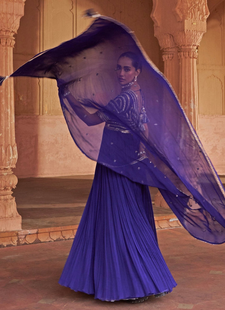 Purple Sequin Embroidered Anarkali Gown Nidhika Shekhar - Fabilicious Fashion