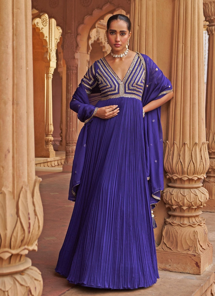 Purple Sequin Embroidered Anarkali Gown Nidhika Shekhar - Fabilicious Fashion