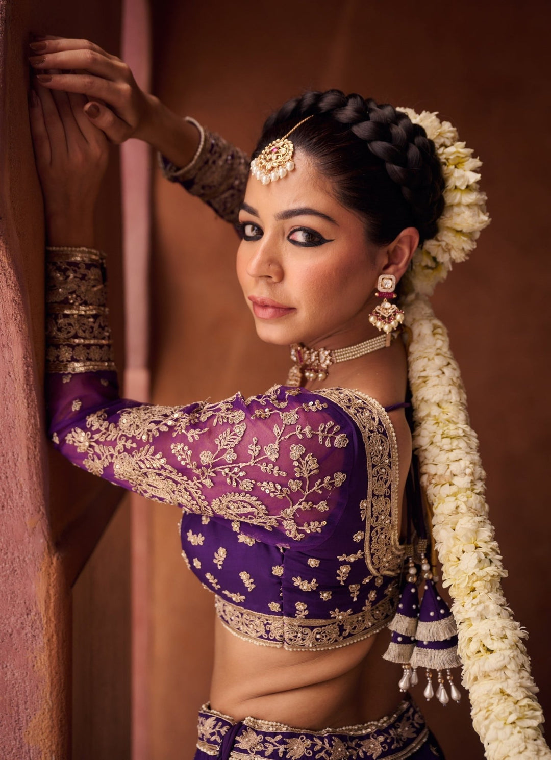 Purple Sequinned Silk Lehenga Set KAPDA DORI - Fabilicious Fashion
