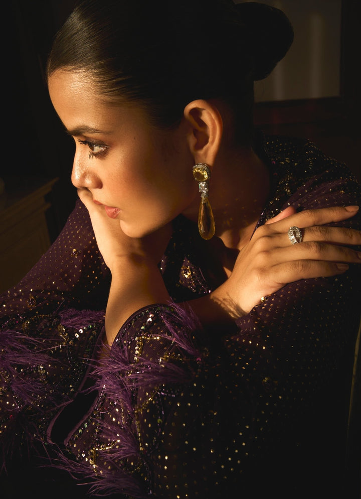 Purple Sequins Embroidered Coord Set Sanya Gulati - Fabilicious Fashion