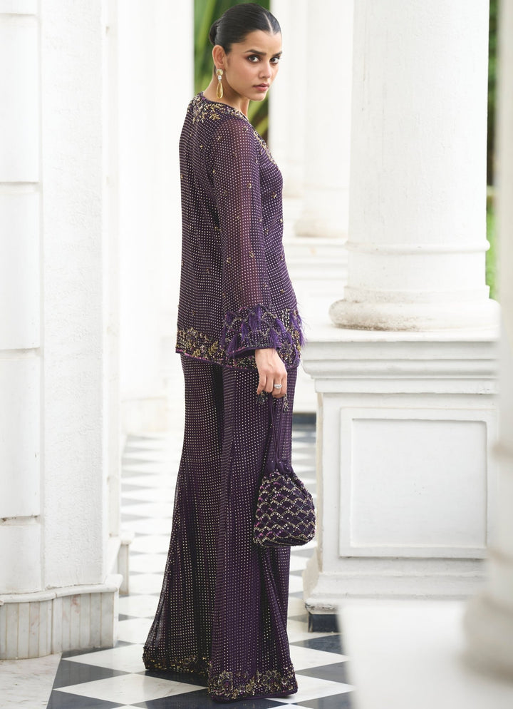 Purple Sequins Embroidered Coord Set Sanya Gulati - Fabilicious Fashion