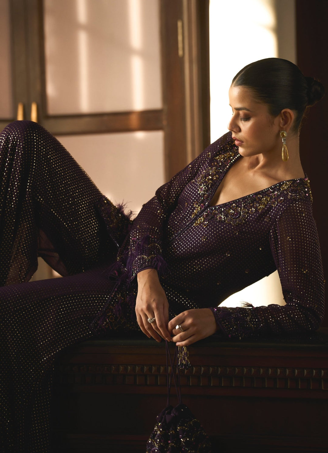Purple Sequins Embroidered Coord Set Sanya Gulati - Fabilicious Fashion