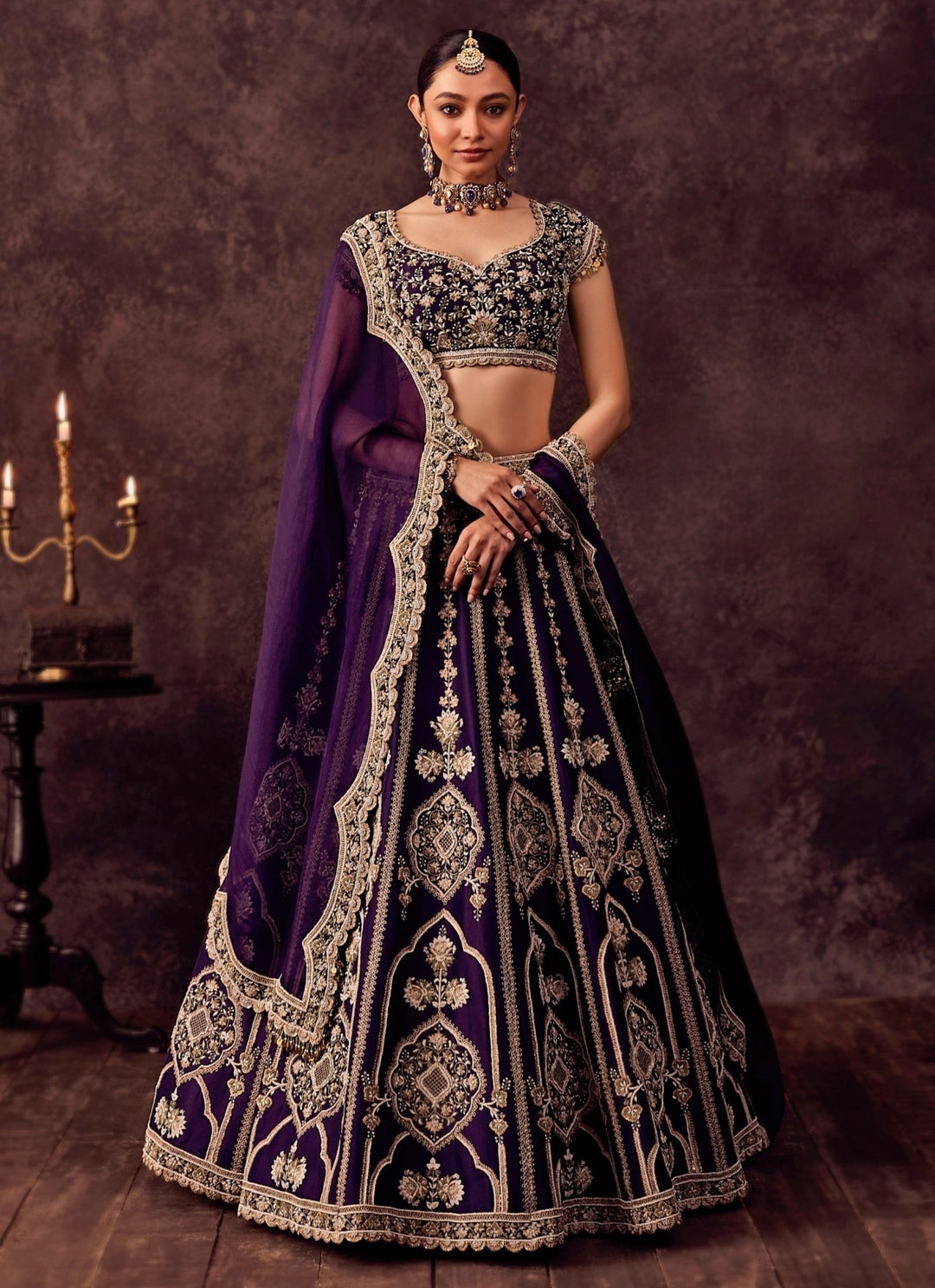 Prisho Purple Silk Embroidered Lehenga SetFabilicious Fashion
