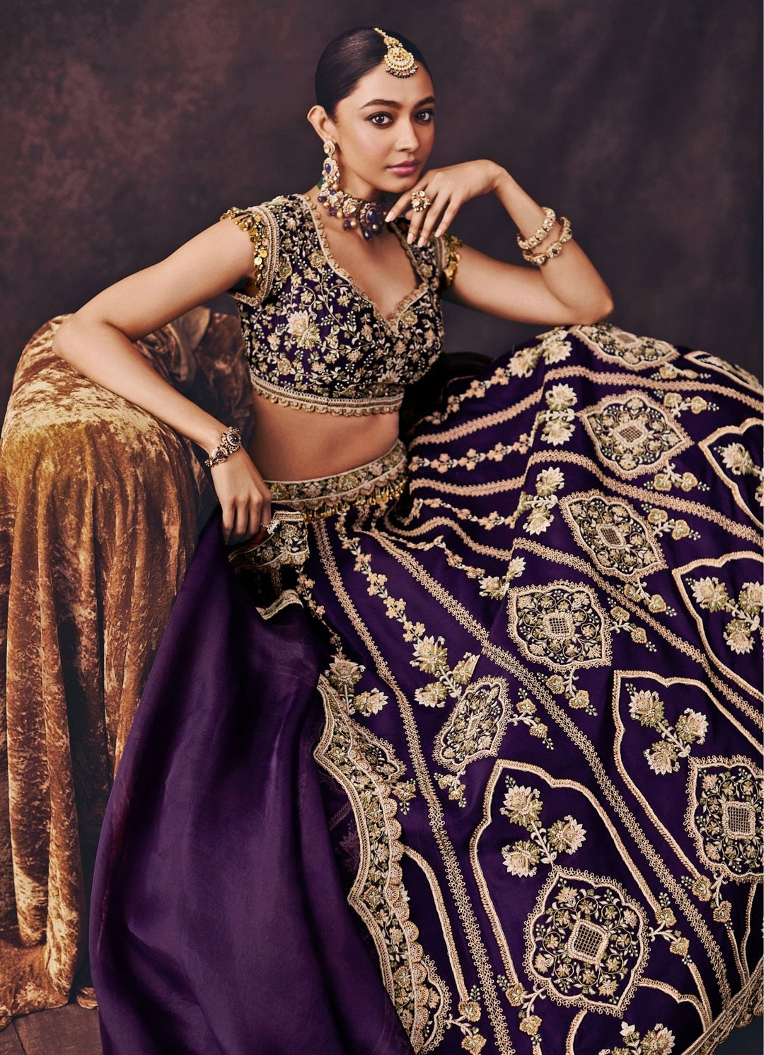 Prisho Purple Silk Embroidered Lehenga SetFabilicious Fashion