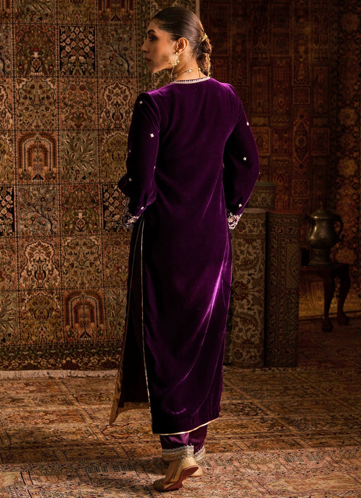 Zoon Tribe Purple Silk Velvet Kurta Pants Set With Contrast DupattaFabilicious Fashion