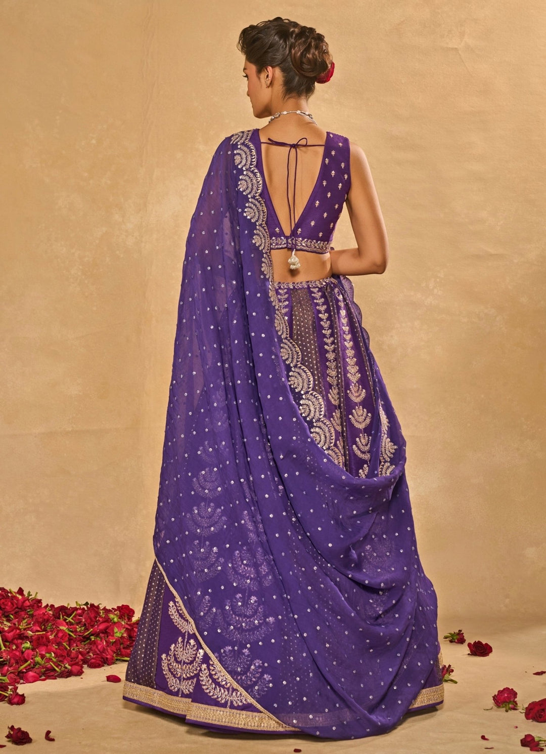 Purple Tissue Jamewar Lehenga Chamee &amp; Palak - Fabilicious Fashion