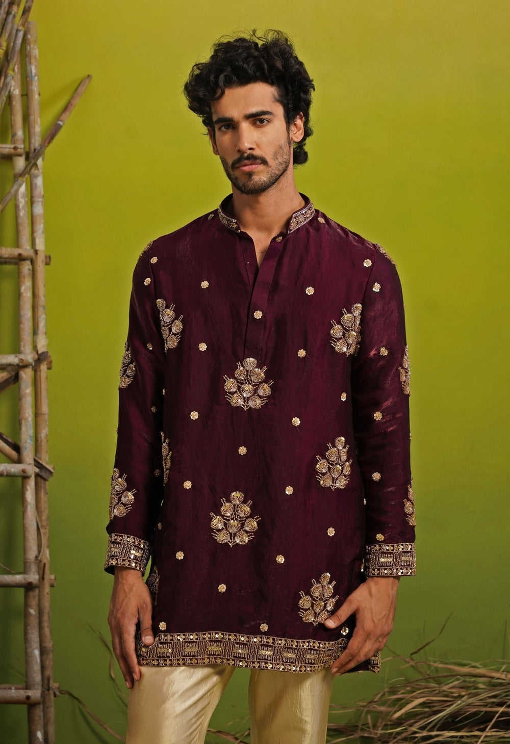 Purple Tissue Silk Short Kurta Set Kalpraag - Fabilicious Fashion