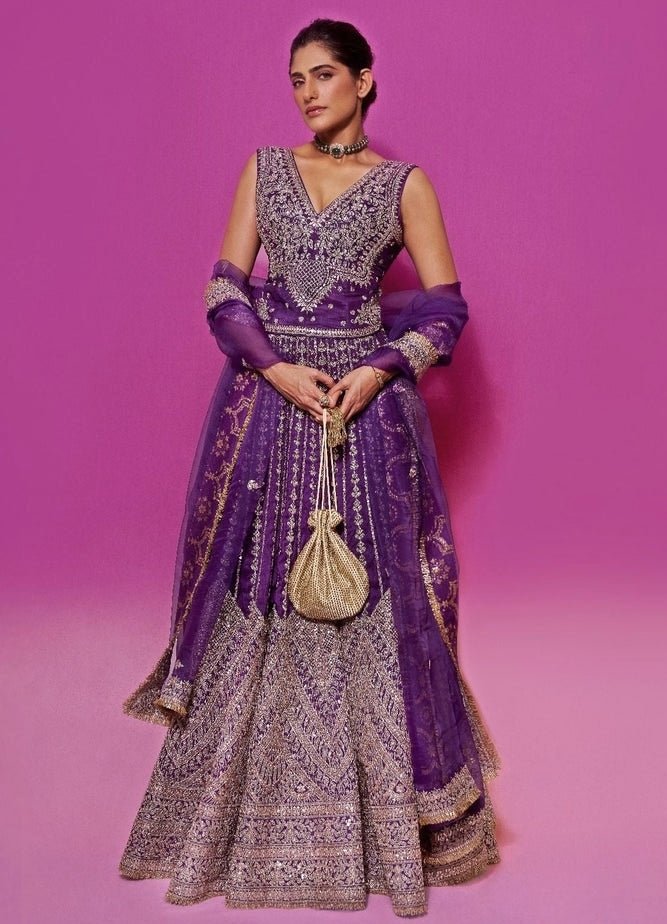 Gopi Vaid Purple Tussar Bridal Lehenga SetFabilicious Fashion
