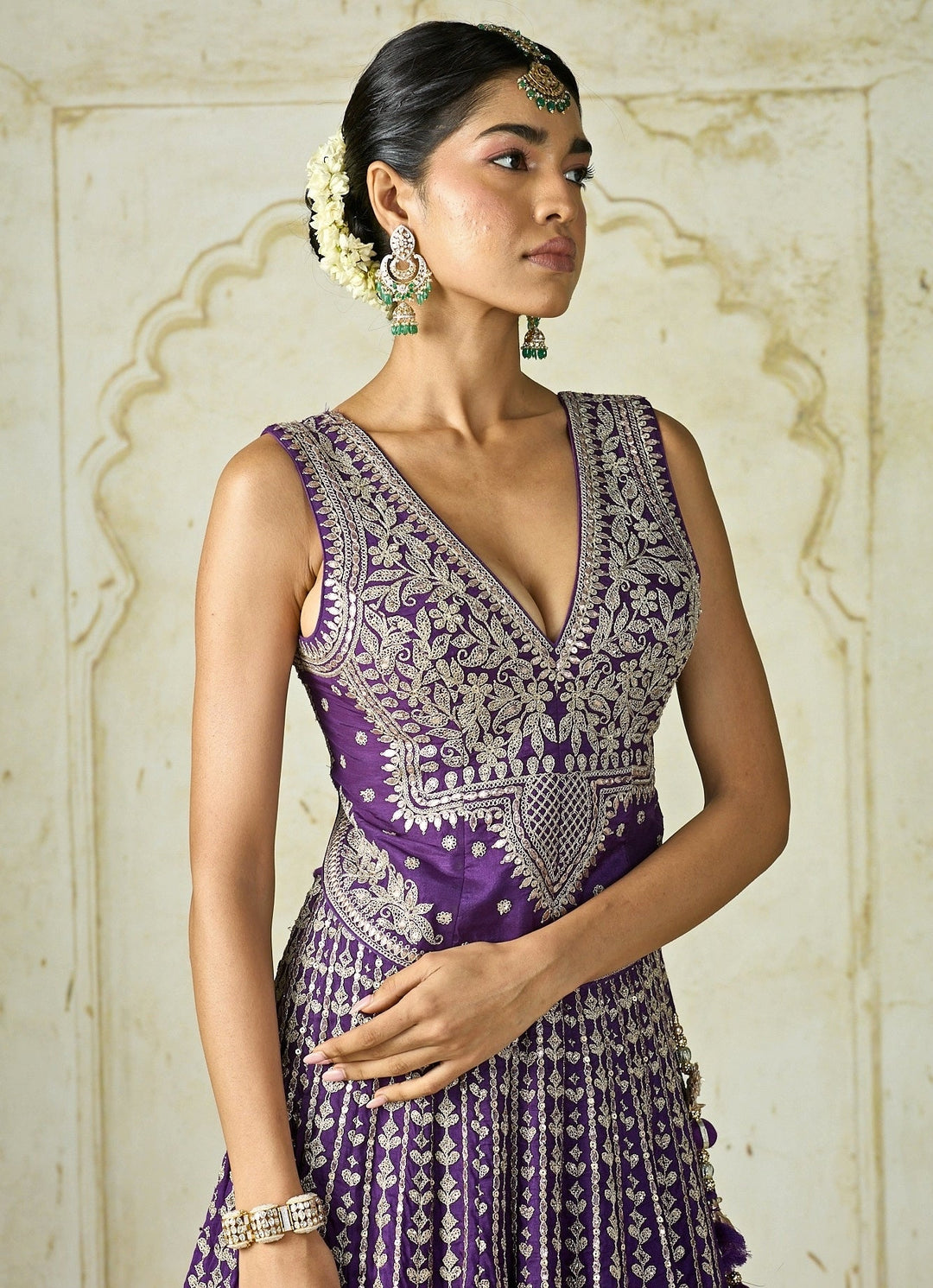 Gopi Vaid Purple Tussar Bridal Lehenga SetFabilicious Fashion