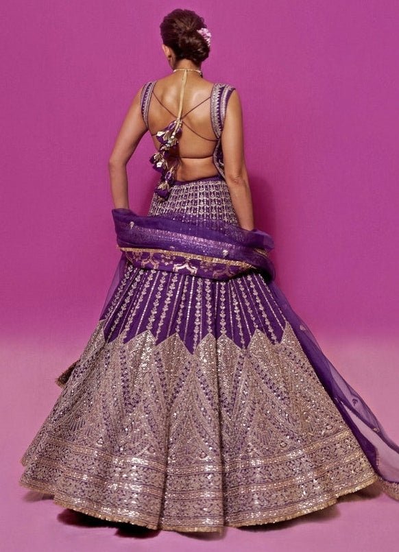 Gopi Vaid Purple Tussar Bridal Lehenga SetFabilicious Fashion