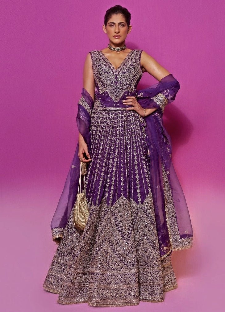 Gopi Vaid Purple Tussar Bridal Lehenga SetFabilicious Fashion