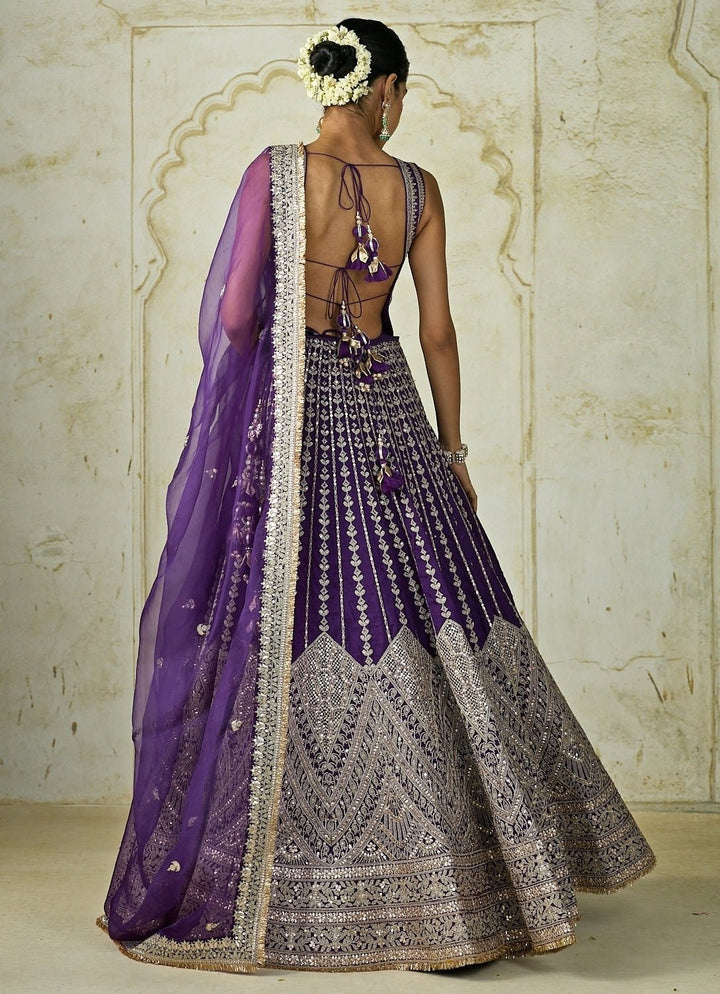 Gopi Vaid Purple Tussar Bridal Lehenga SetFabilicious Fashion