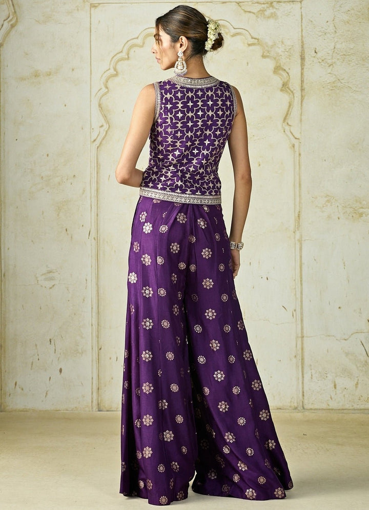 Gopi Vaid Purple Tussar Pants SetFabilicious Fashion