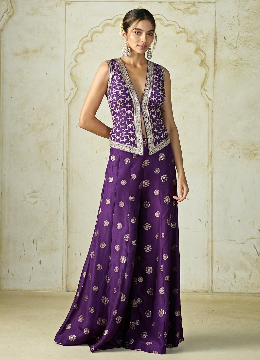 Gopi Vaid Purple Tussar Pants SetFabilicious Fashion