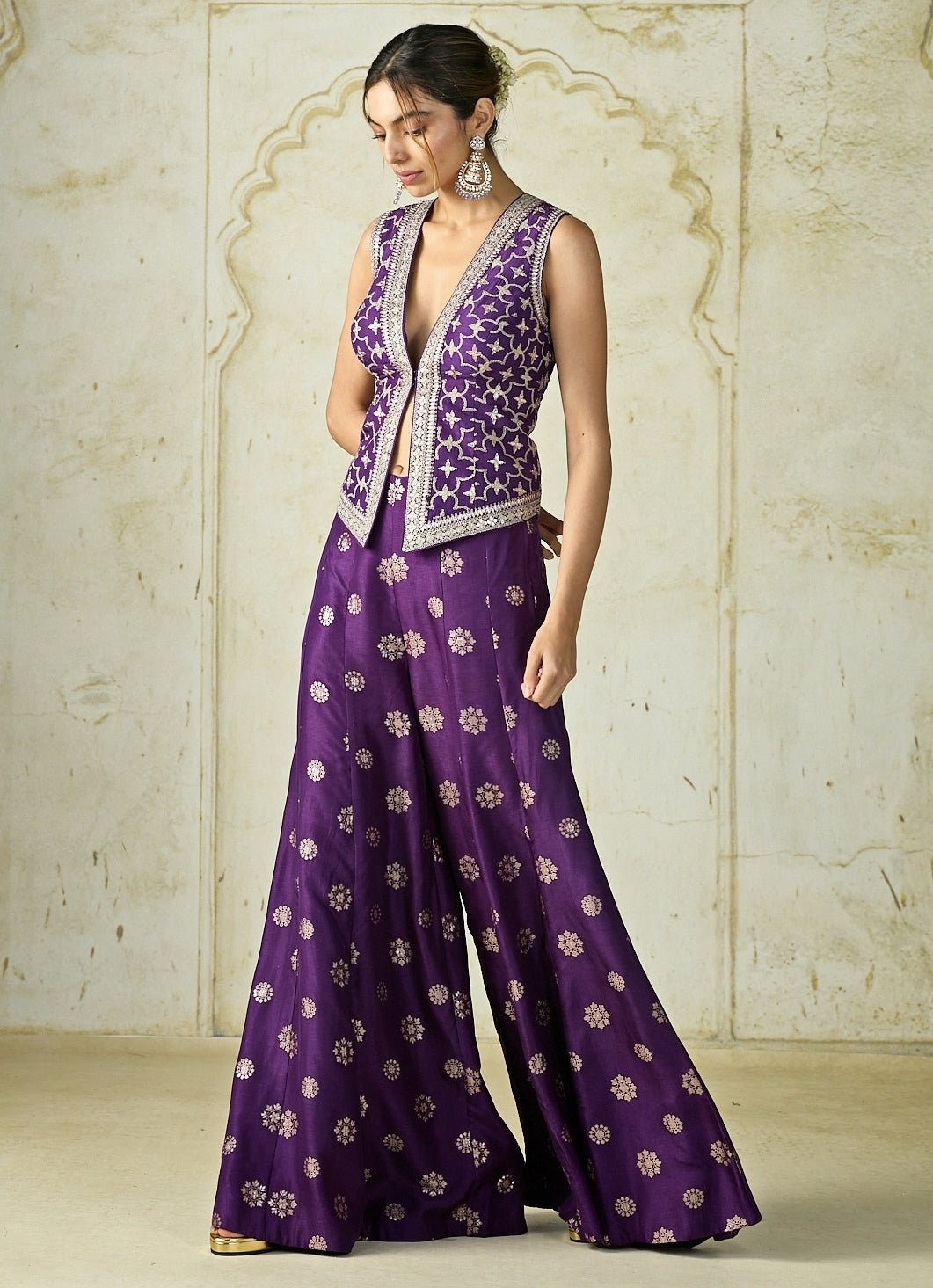 Gopi Vaid Purple Tussar Pants SetFabilicious Fashion