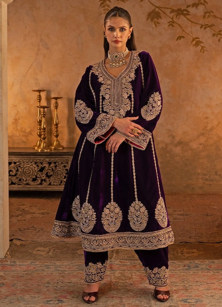 Angad Singh Purple Velvet Kurta Pants SetFabilicious Fashion