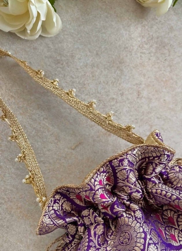 Purple Woven Potli AMYRA - Fabilicious Fashion